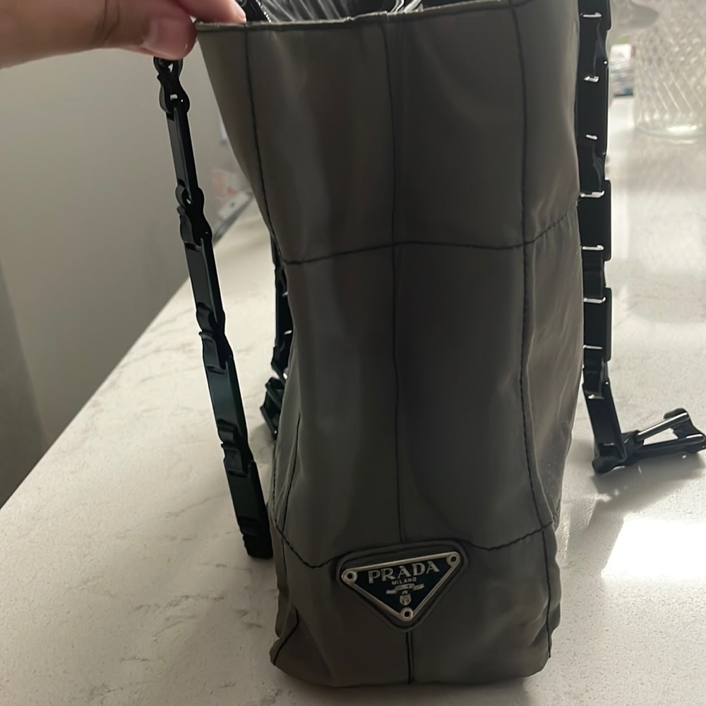 Prada Tessuto Chain Olive Green Nylon Tote